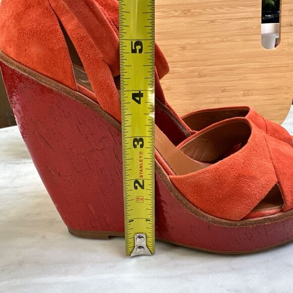 Dolce Vita Platform Wedge Heels Nubuck Size 8M Red/Orange - Picture 13 of 15
